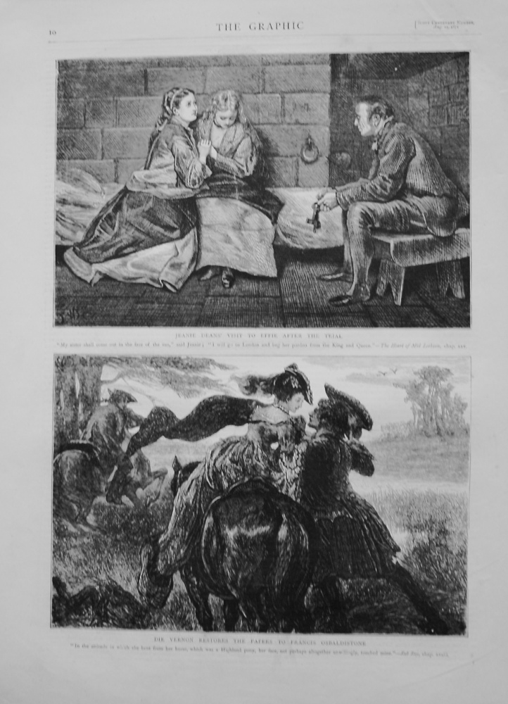 Jeanie Deans' Visit to Effie after the Trial. Die Vernon Restores the Papers to Francis Osbaldistone. 1871