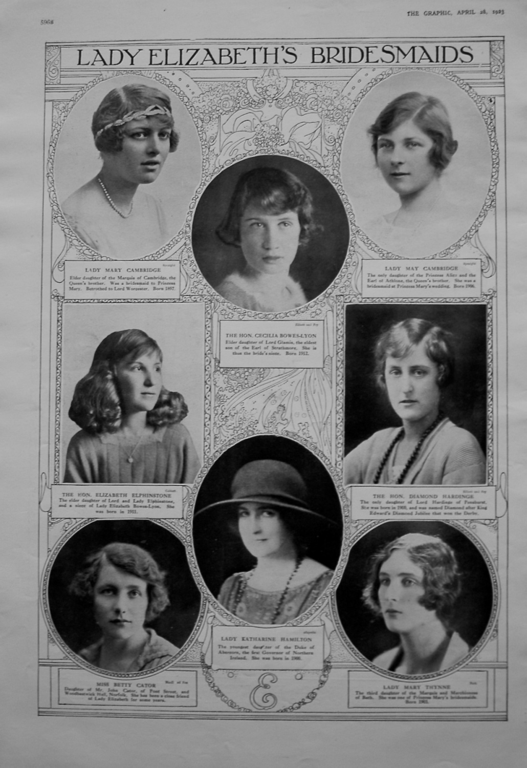 Lady Elizabeth's Bridesmaids. 1923.