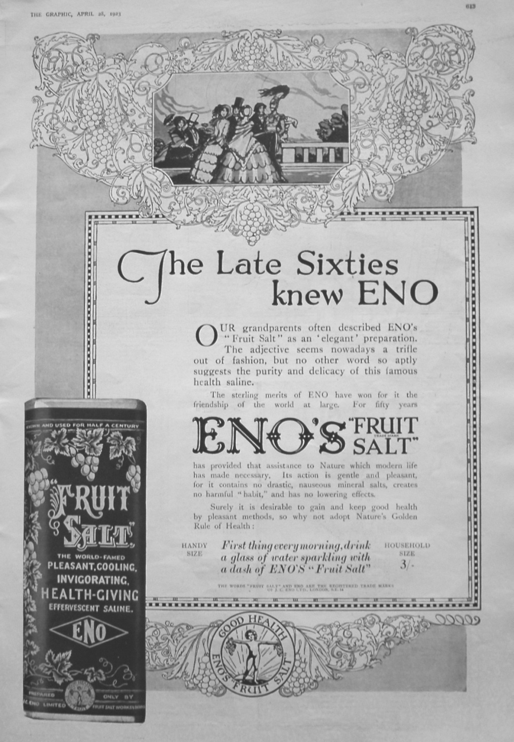 Eno's Fruit Salt. 1923.