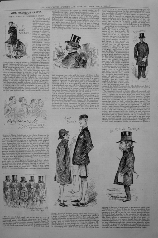 Our Captious Critic. April 4th. 1885.  :  The Oxford and Cambridge Sports.
