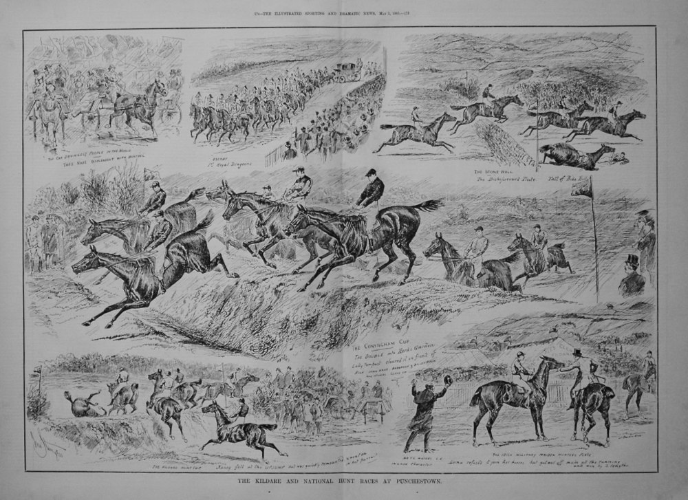 The Kildare and National Hunt Races at Punchestown. 1885.