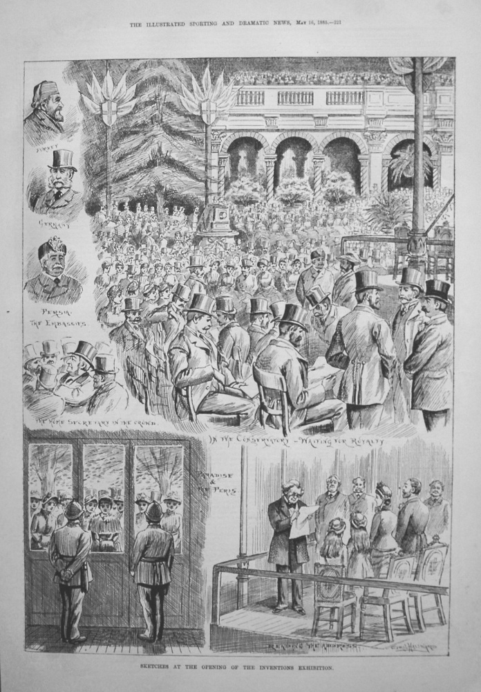 Sketches at the Opening of the Inventions Exhibition. 1885