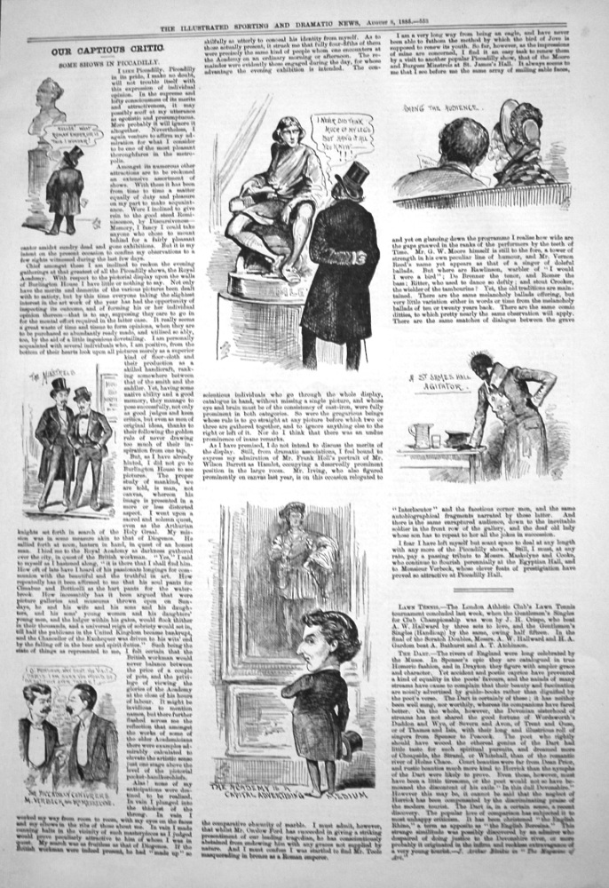 Our Captious Critic,  August 8th. 1885.  :  Some Shows in Piccadilly.