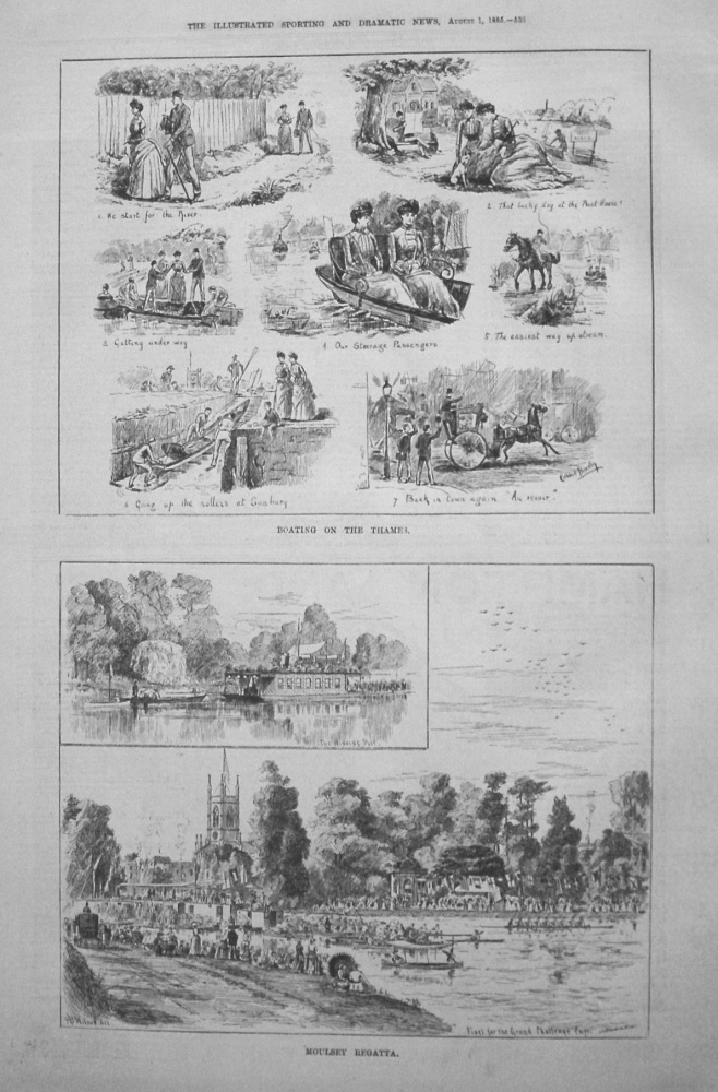 Moulsey Regatta. and Boating on the Thames.  1885