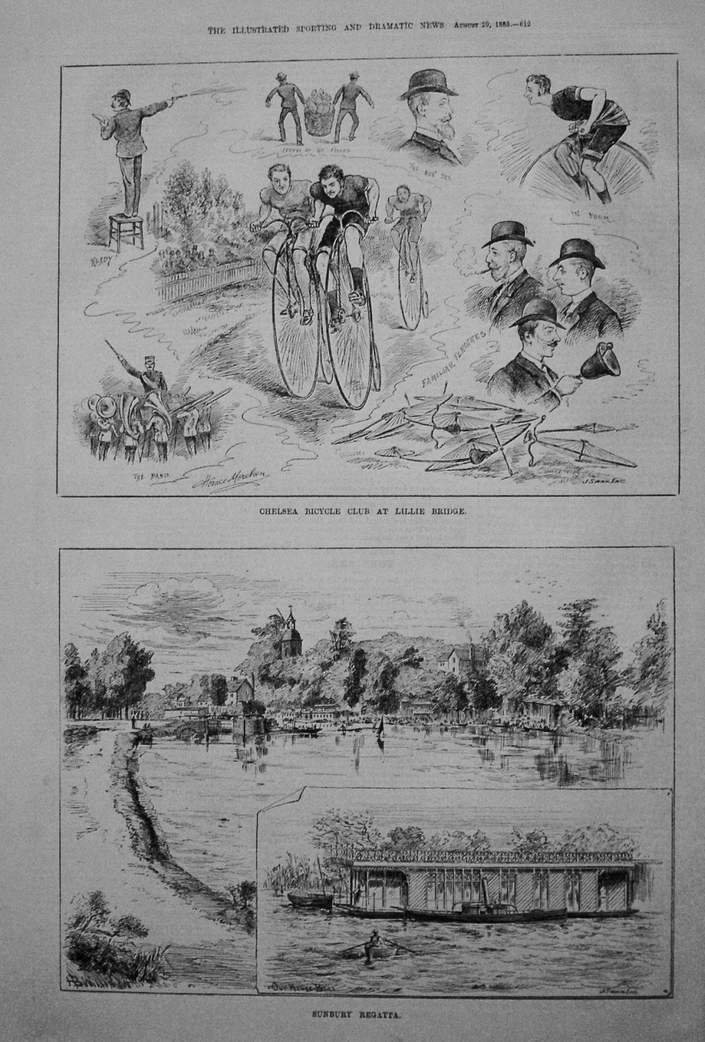 Chelsea Bicycle Club at Lillie Bridge. Sunbury Regatta. 1885
