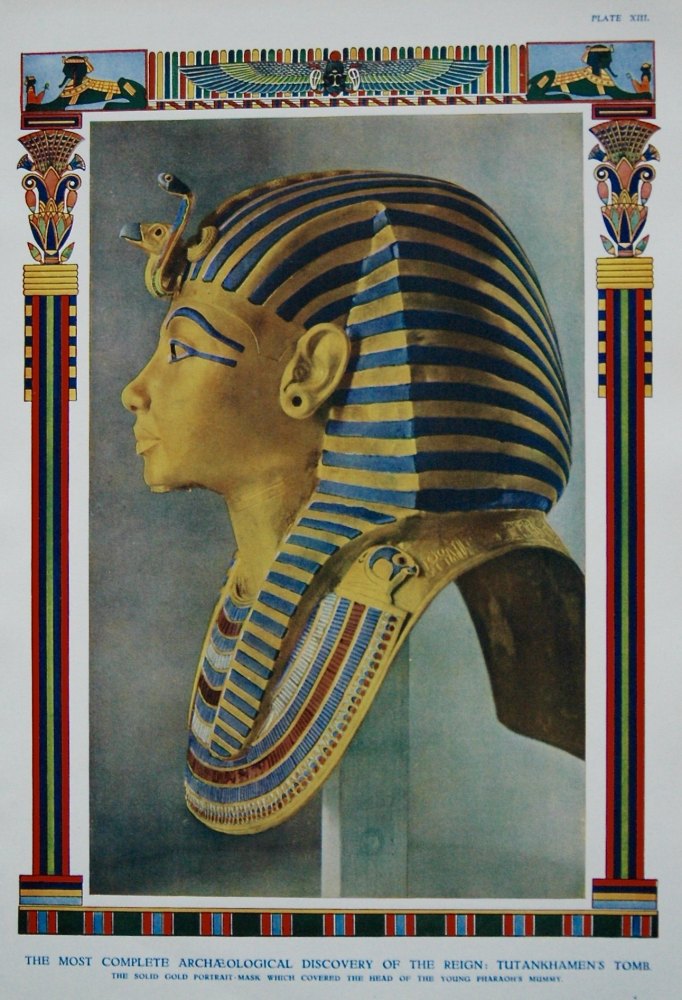 Tutankhamen's Tomb : Solid Gold Portrait-Mask which covered the Head of the Young Pharaoh's Mummy. 