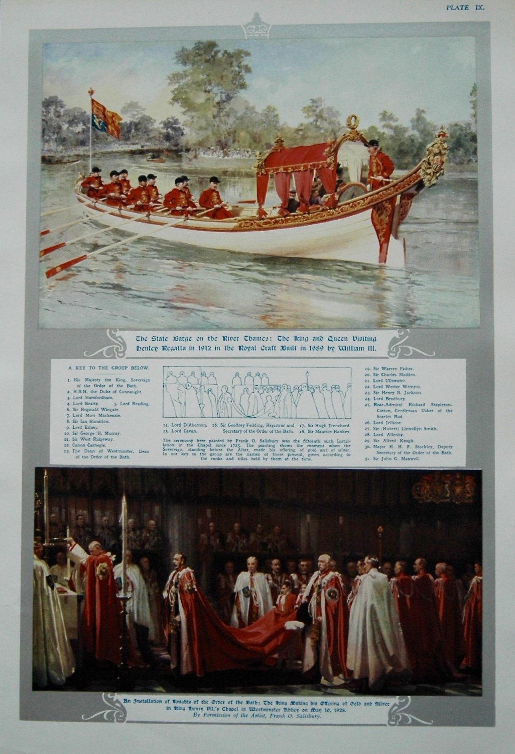 State Barge on the River Thames : The King and Queen Visiting Henley Regatt