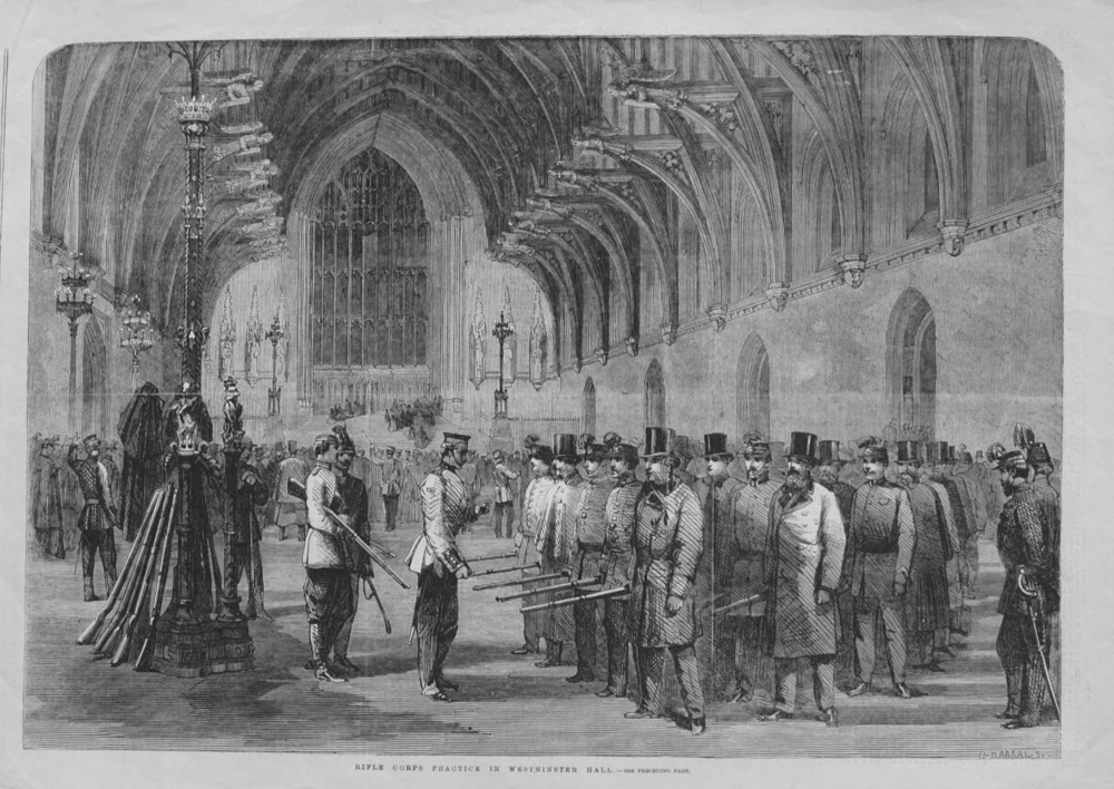 Rifle Corps Practice in Westminster Hall. 1860