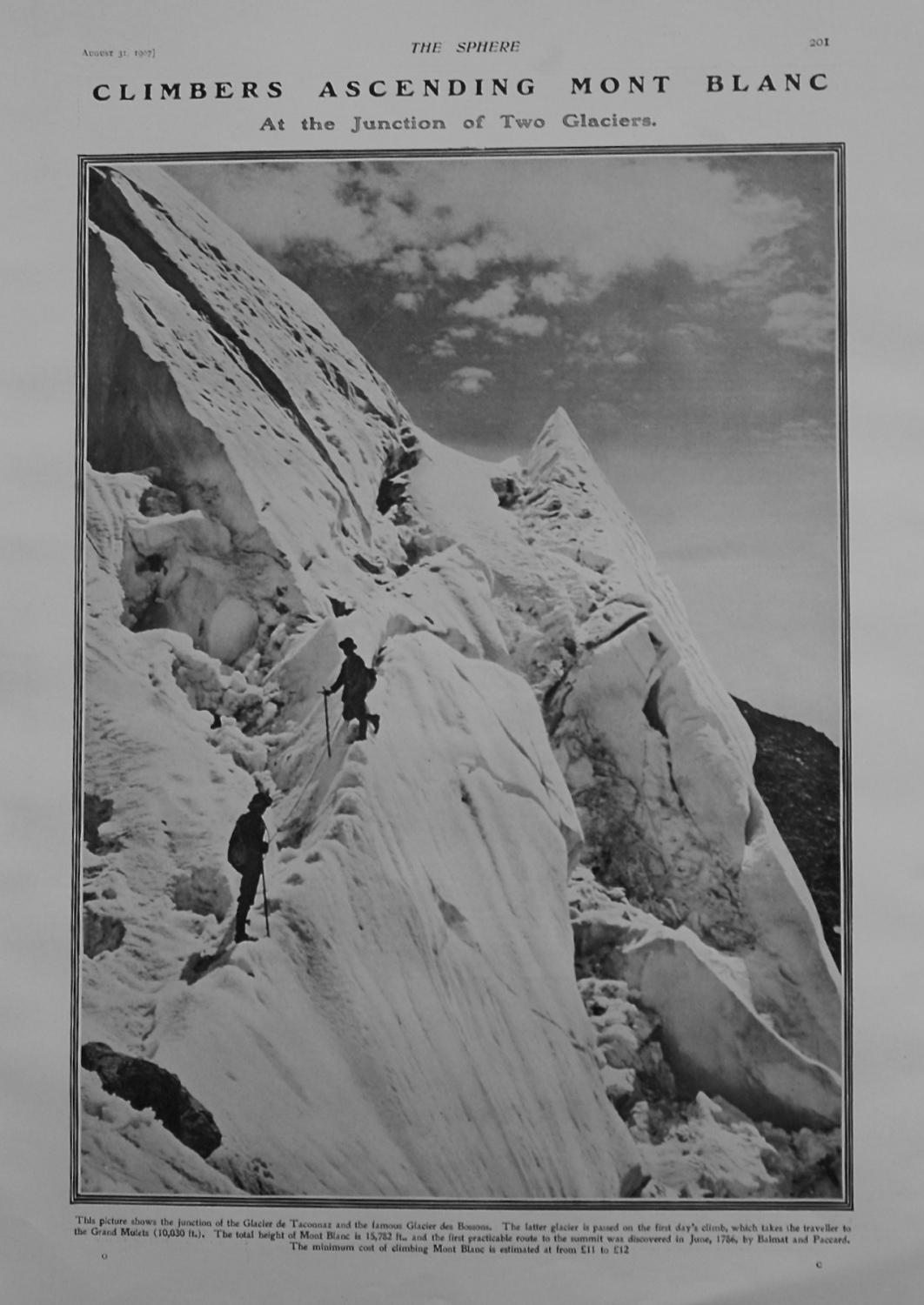 Climbers Ascending Mont Blanc at the junction of Two Glaciers. 1907.