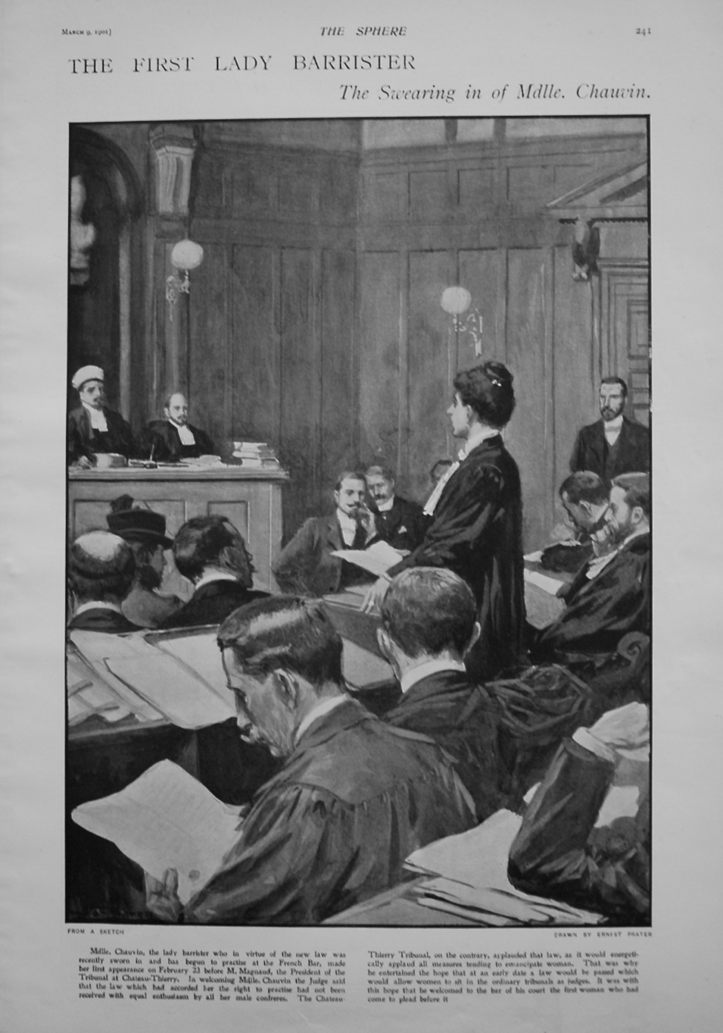 First Lady Barrister, the Swearing in of Mdlle. Chauvin. 1901