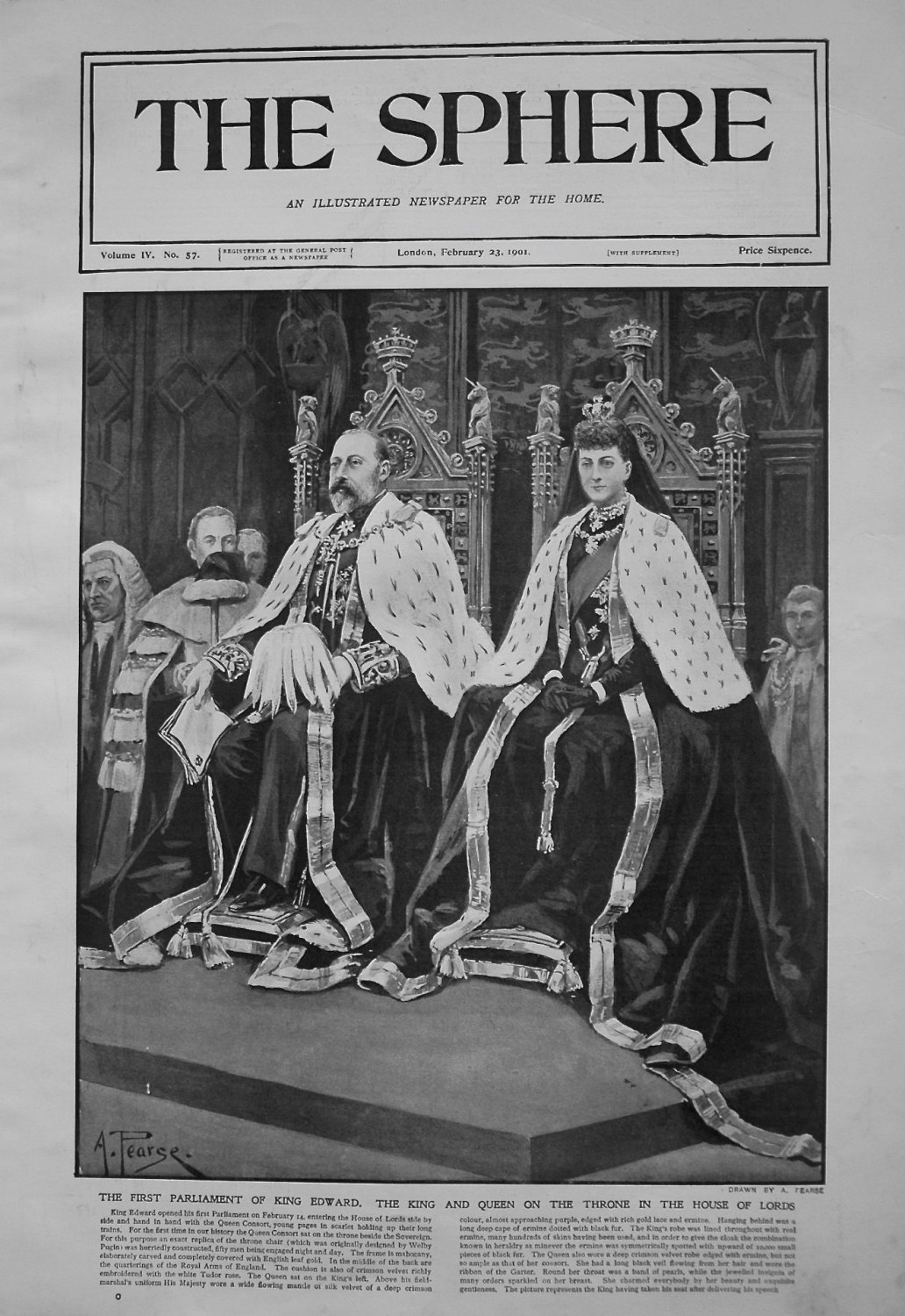 First Parliament of King Edward. The King and Queen on the Throne in the Ho