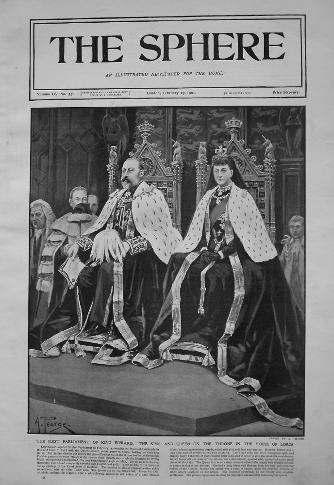 First Parliament of King Edward. The King and Queen on the Throne in the House of Lords.