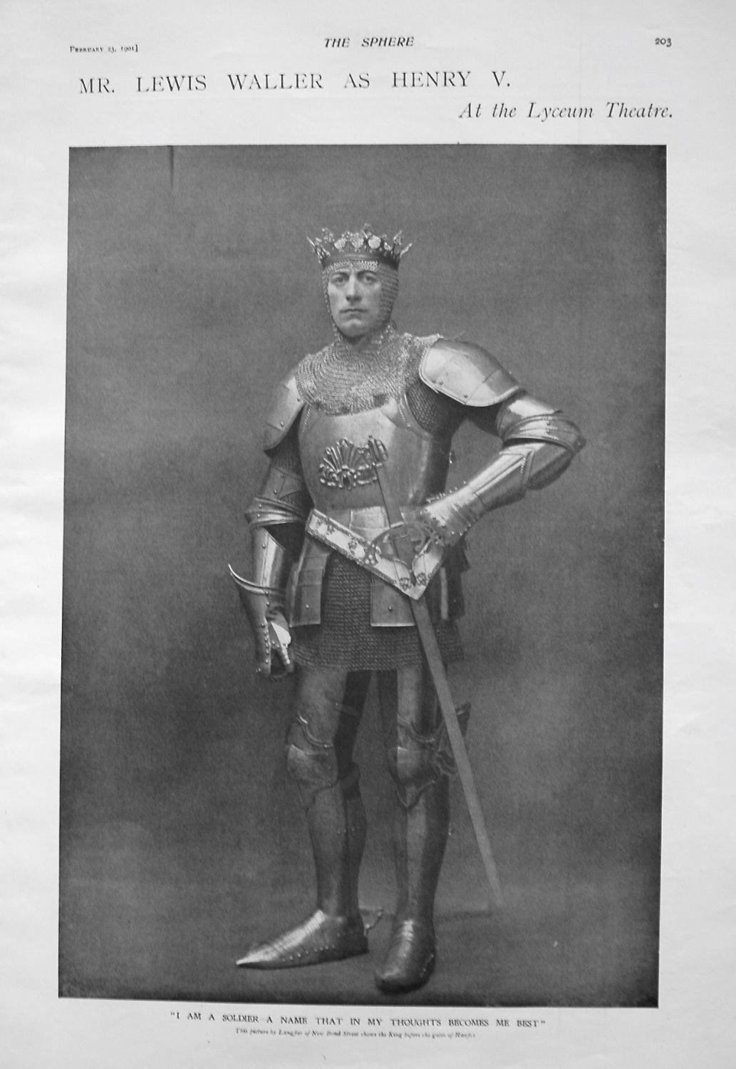 Mr. Lewis Waller as Henry V.  At the Lyceum Theatre.. 1901