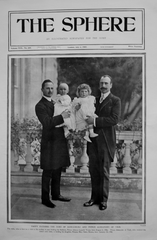 Happy Fathers - The Duke of Saxe-Coburg and Prince Alexander of Teck. 1907