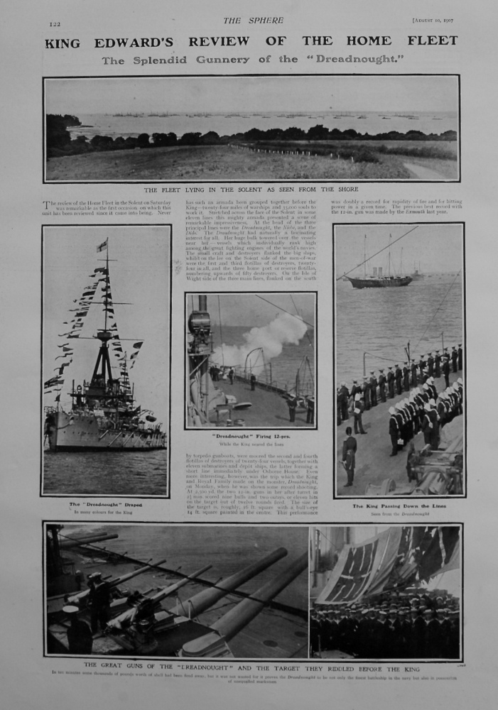 King Edward's Review of the Home Fleet : The Splendid Gunnery of the "Dreadnought." 1907