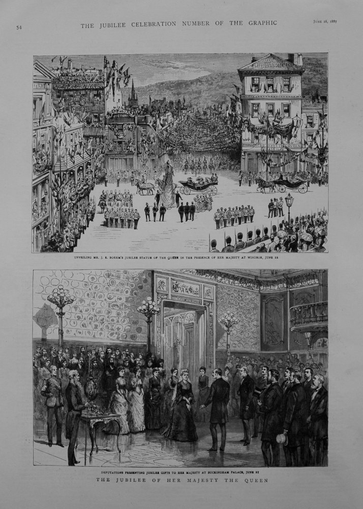 The Jubilee of Her Majesty the Queen : Deputations Presenting Jubilee Gifts to Her Majesty at Buckingham Palace, June 21. 1887