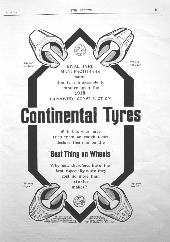 Continental Tyres. 1910