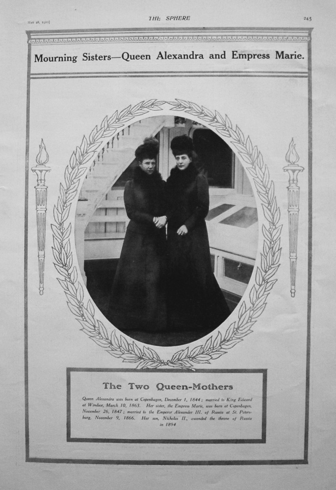 Mourning Sisters - Queen Alexandra and Empress Marie. 1910
