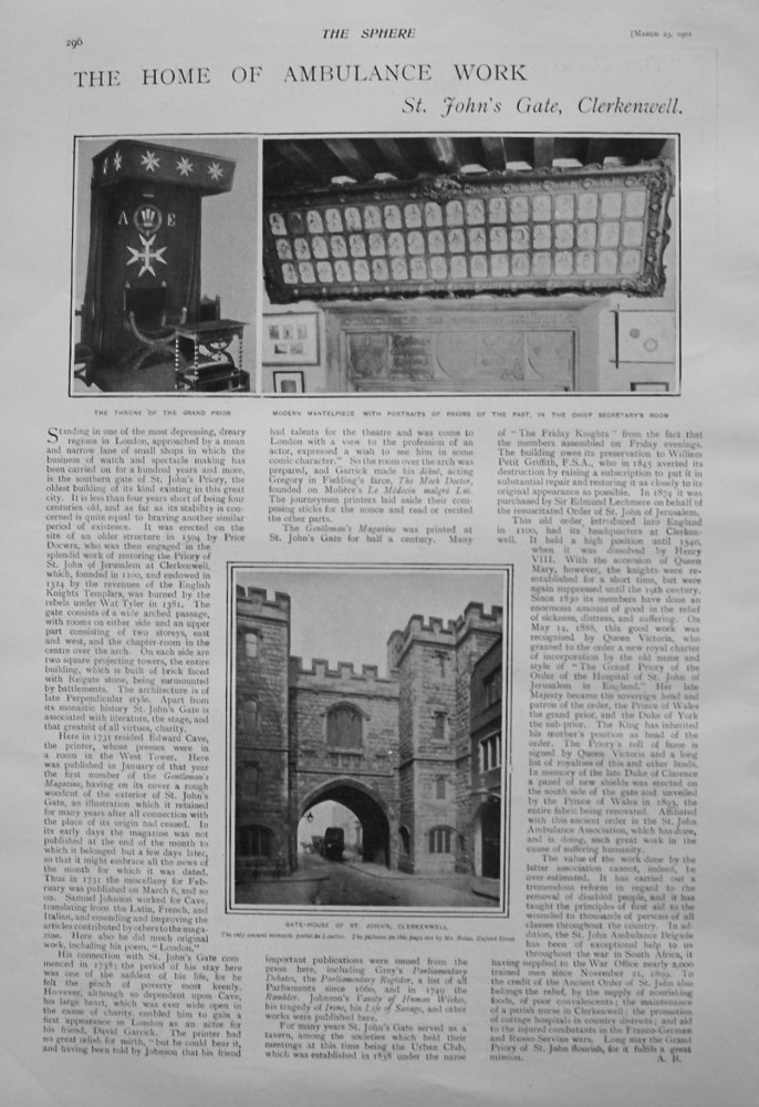 The Home of Ambulance Work : St. John's Gate, Clerkenwell. 1901