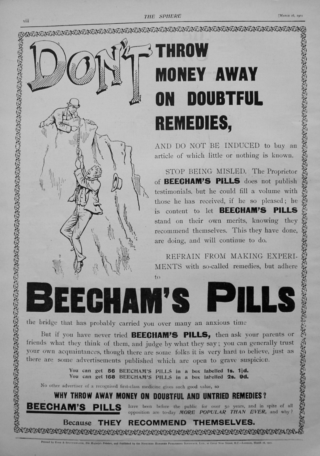 Beecham's Pills. 1901.