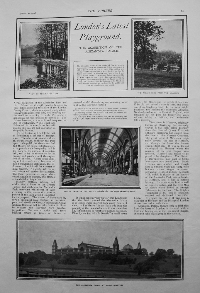 London's Latest Playground : The Acquisition of Alexandra Palace. 1901