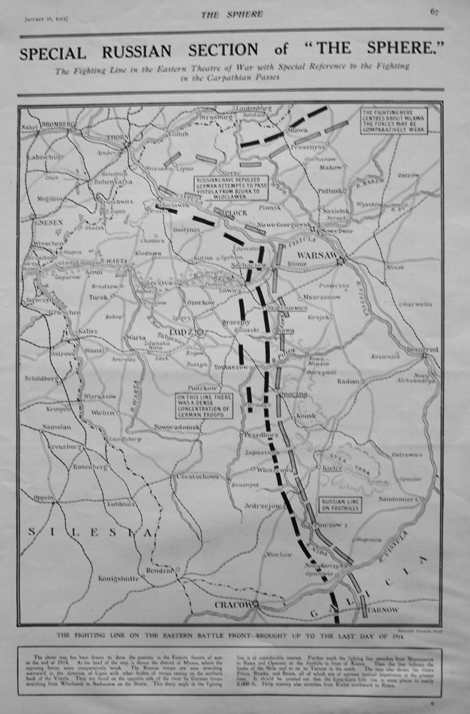 Fighting Line on the Eastern Battle Front - Brought up to the Last Day of 1914.