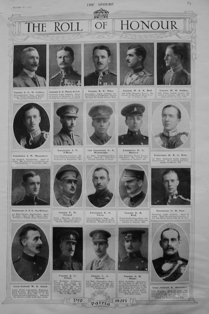 The Roll of Honour. January 16th, 1915.
