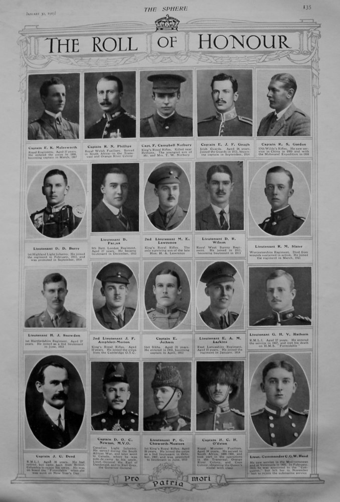 The Roll of Honour. January 30th, 1915.