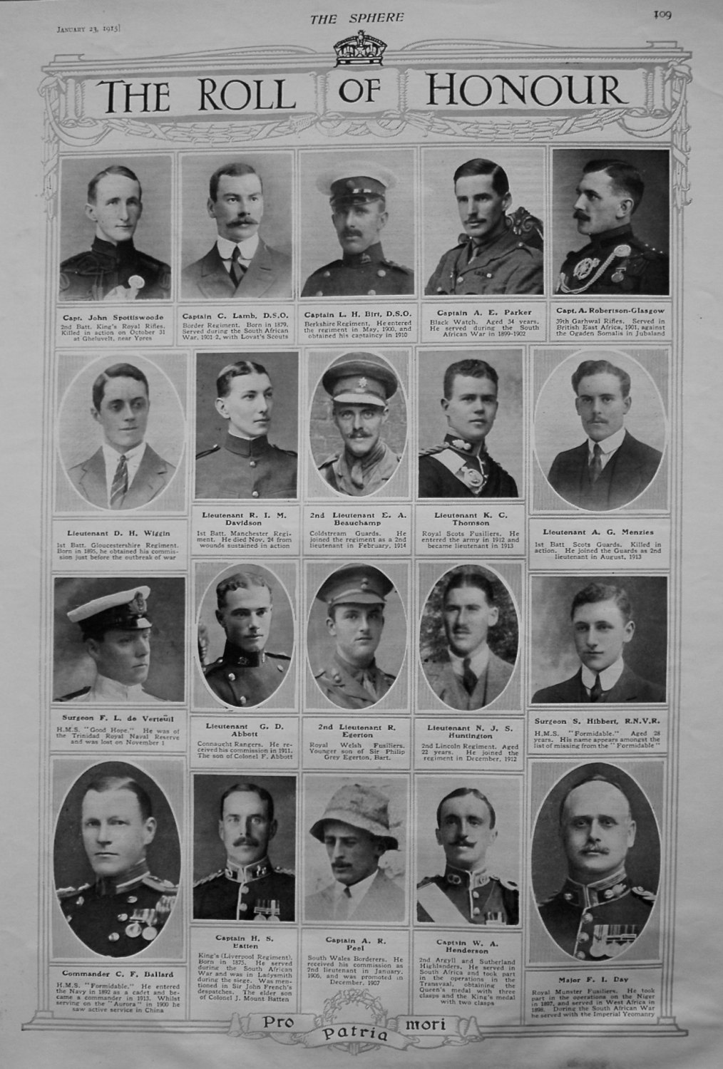 The Roll of Honour. January 23rd, 1915.