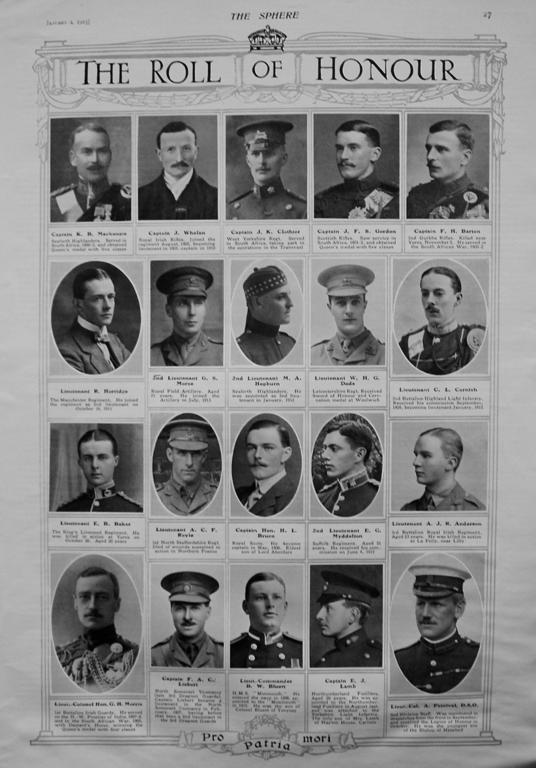 The Roll of Honour. January 2nd, 1915.