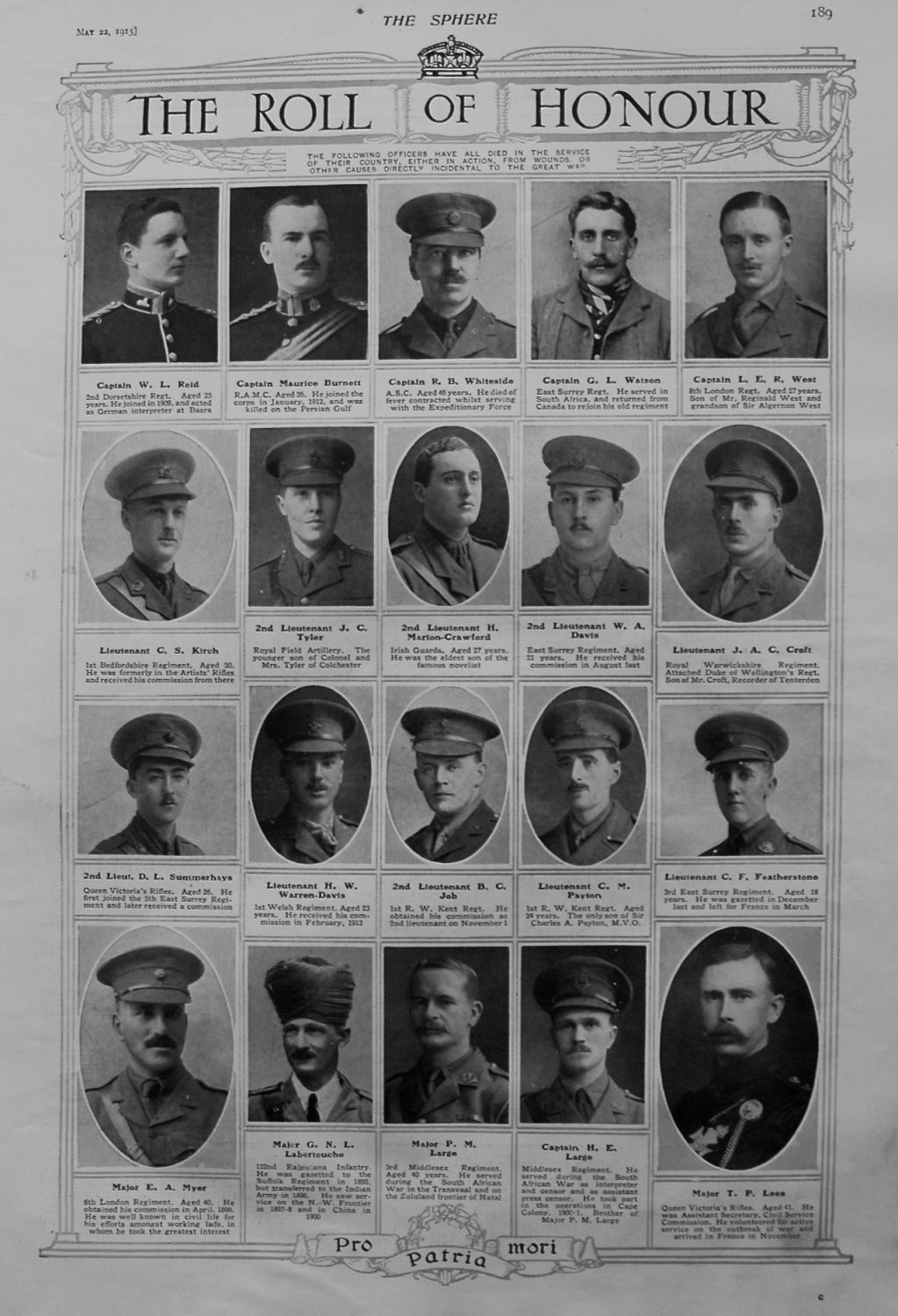 The Roll Of Honour. May 22nd, 1915.