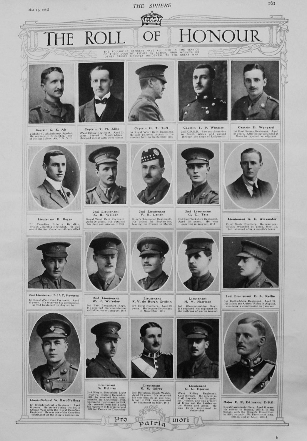 The Roll of Honour. May 15th, 1915.