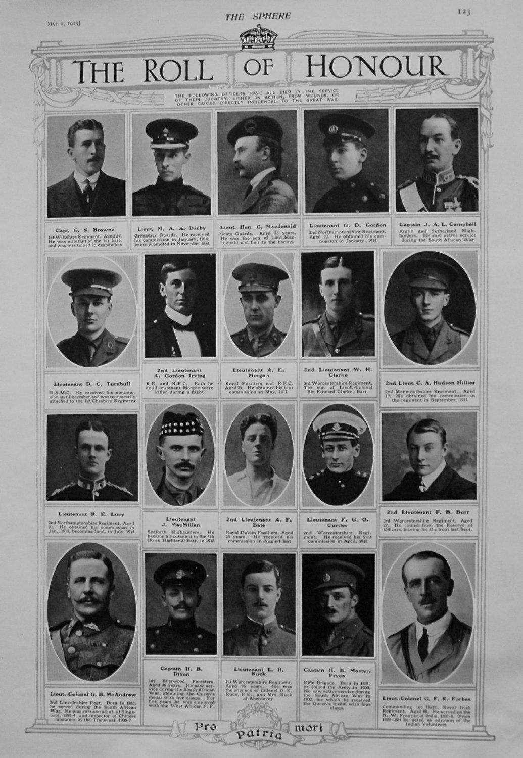 The Roll of Honour. May 1st 1915.