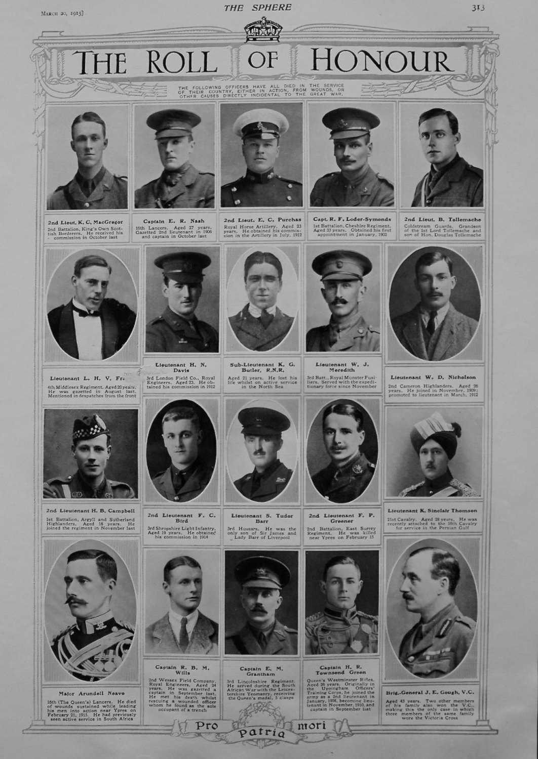 The Roll of Honour. March 20th, 1915.