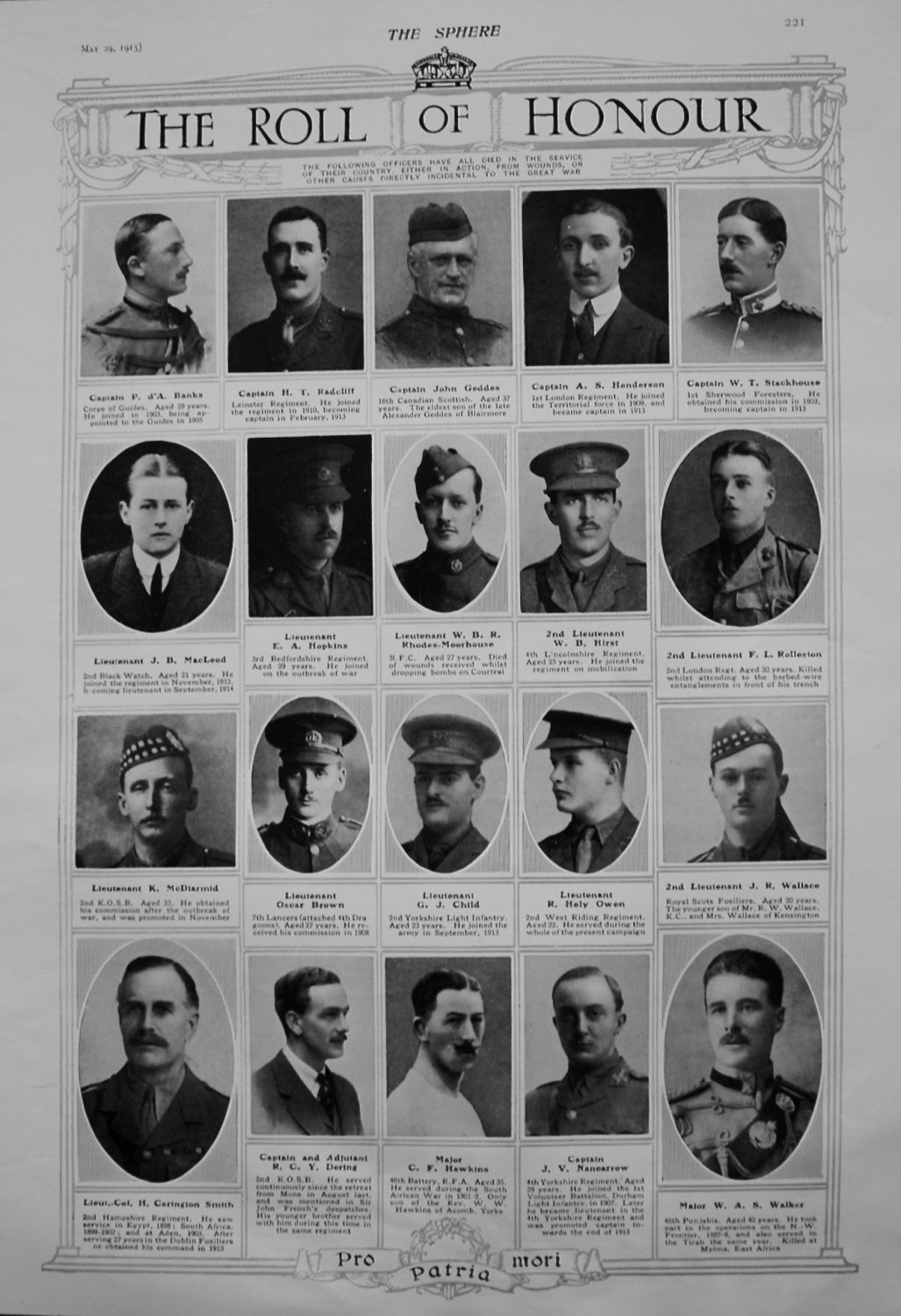 The Roll of Honour. May 29th 1915