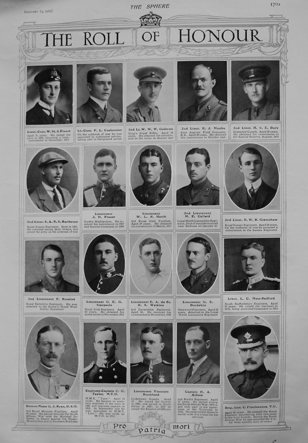 The Roll of Honour. February 13th, 1915.