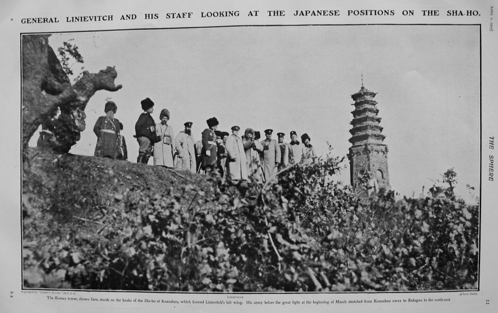 General Linievitch and His Staff looking at the Japanese Positions on the S