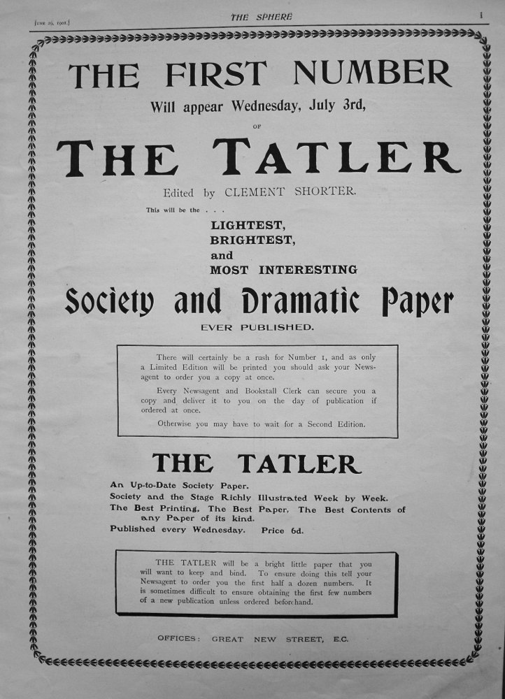 The Tatler. (First Number) 1901