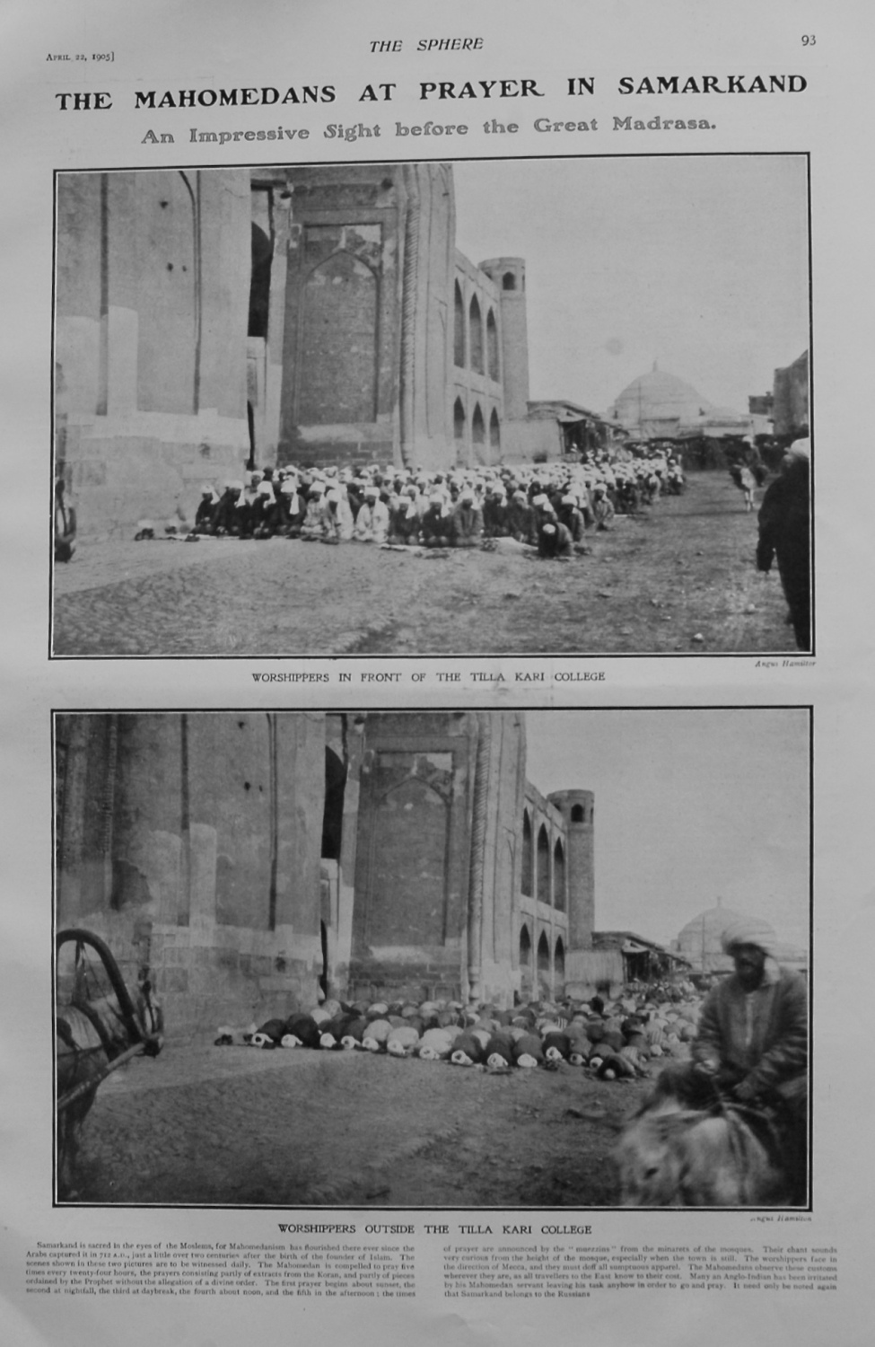 Mahomedans at Prayer in Samarkand : An impressive Sight before the Great Ma
