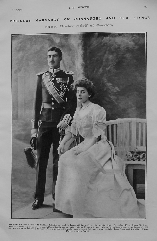 Princess Margaret of Connaught and Her Fiance Prince Gustav Adolf of Sweden. 