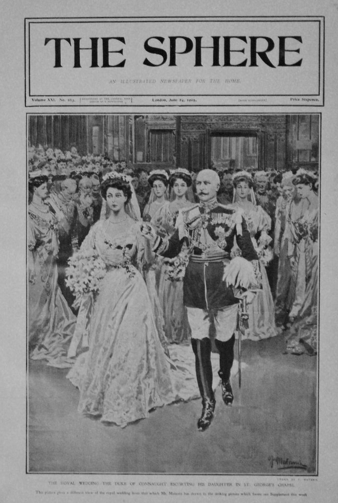 Royal Wedding - The Duke of Connaught Escorting his Daughter in St. George's Chapel. 1905