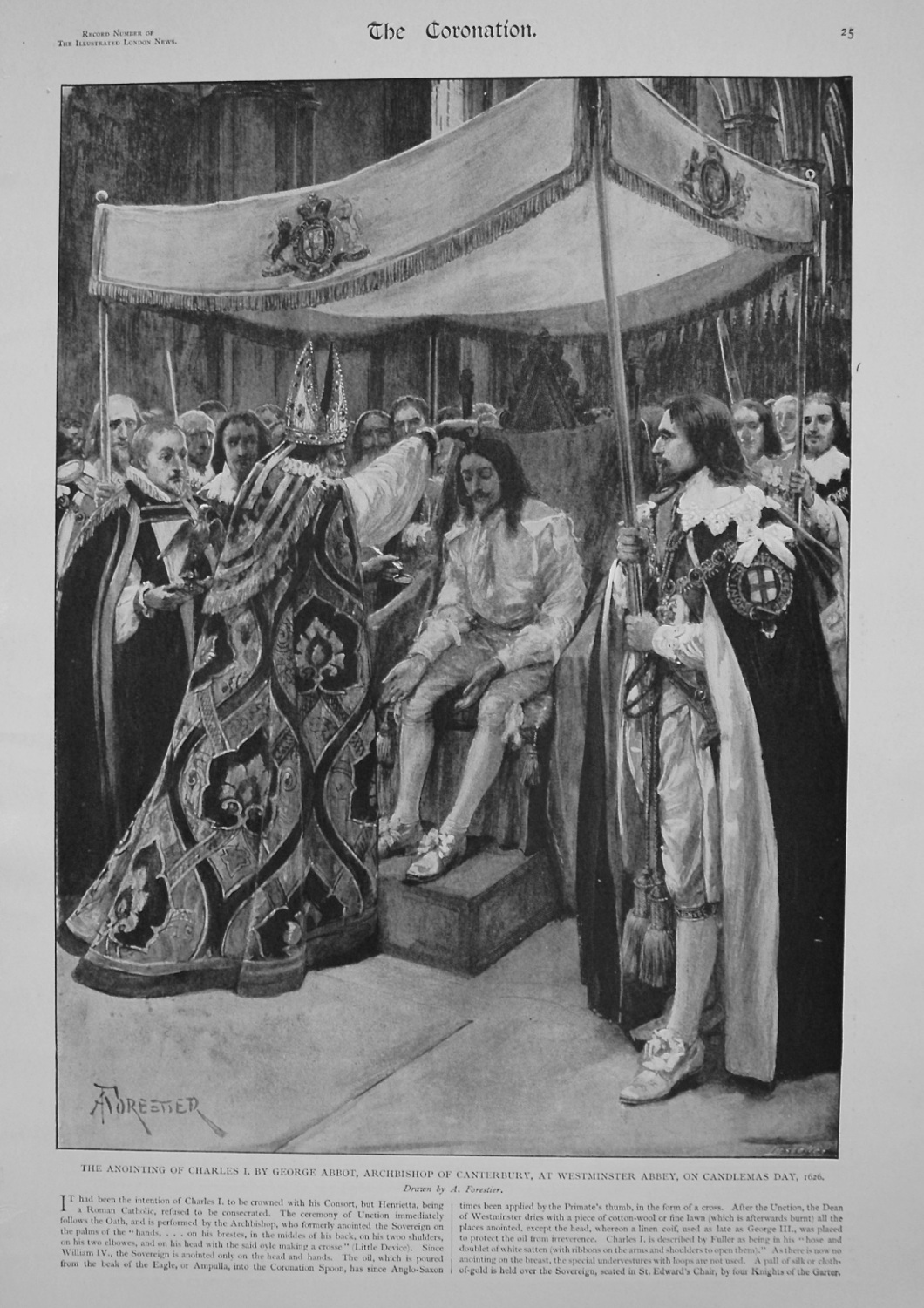 Anointing of Charles I. By George Abbot, Archbishop of Canterbury, at Westm