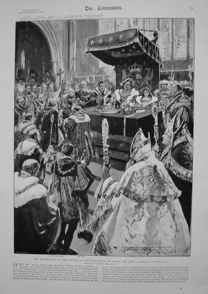 The Distribution of the Regalia at the Coronation of Henry VIII. and Catharine of Arragon.