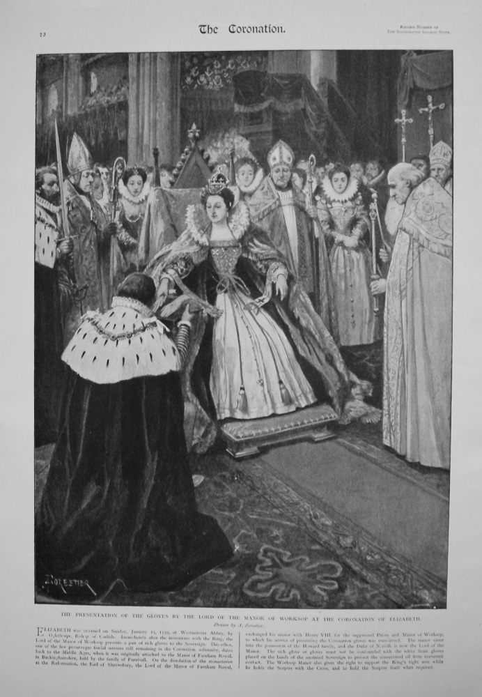 The Presentation of the Gloves by the Lord of the Manor of Worksop at the Coronation of Elizabeth.