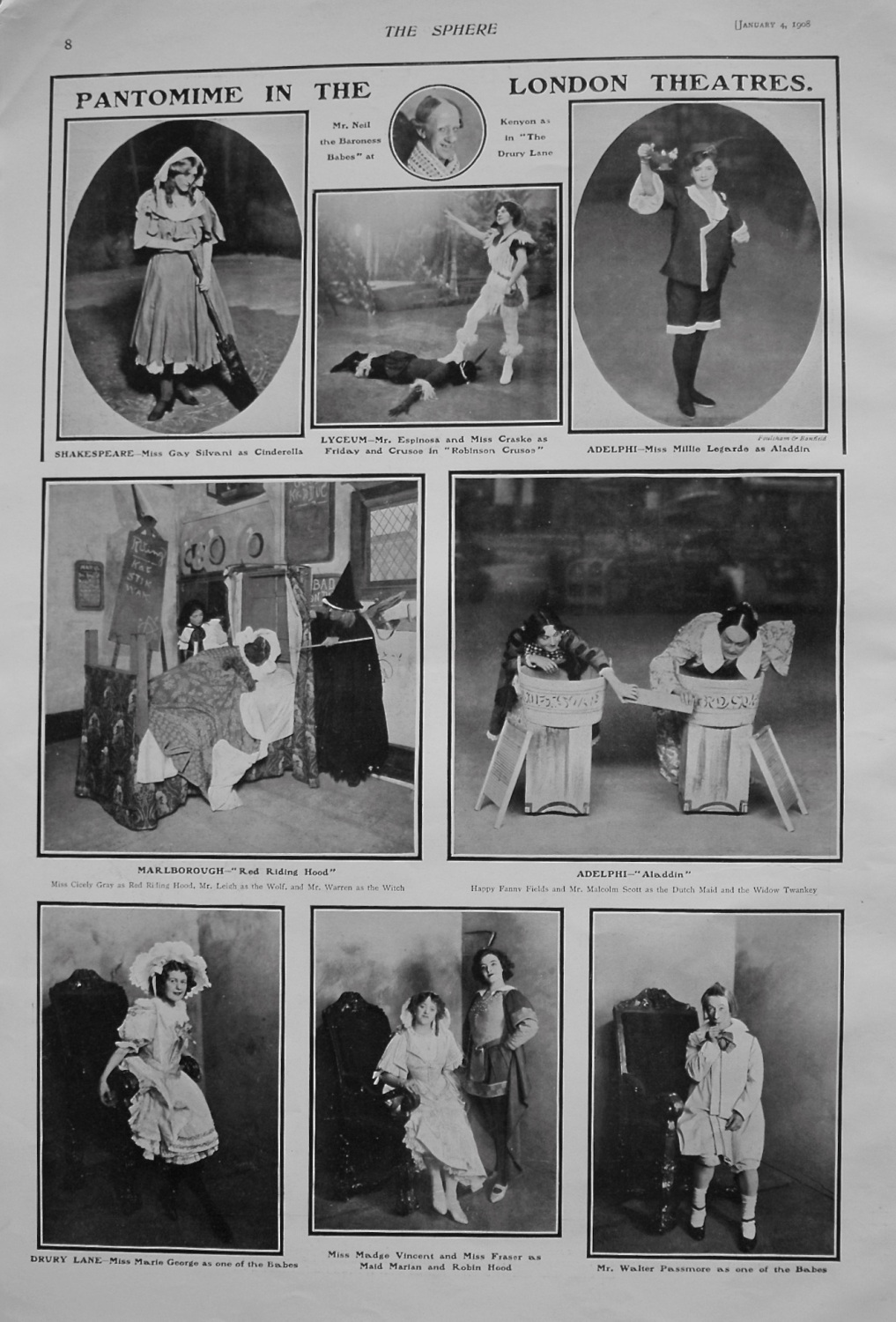 Pantomime in the London Theatres. January 4th 1908.