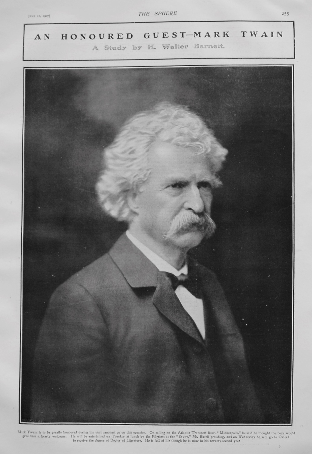 An Honoured Guest- Mark Twain : A Study by H. Walter Barnett. 1907