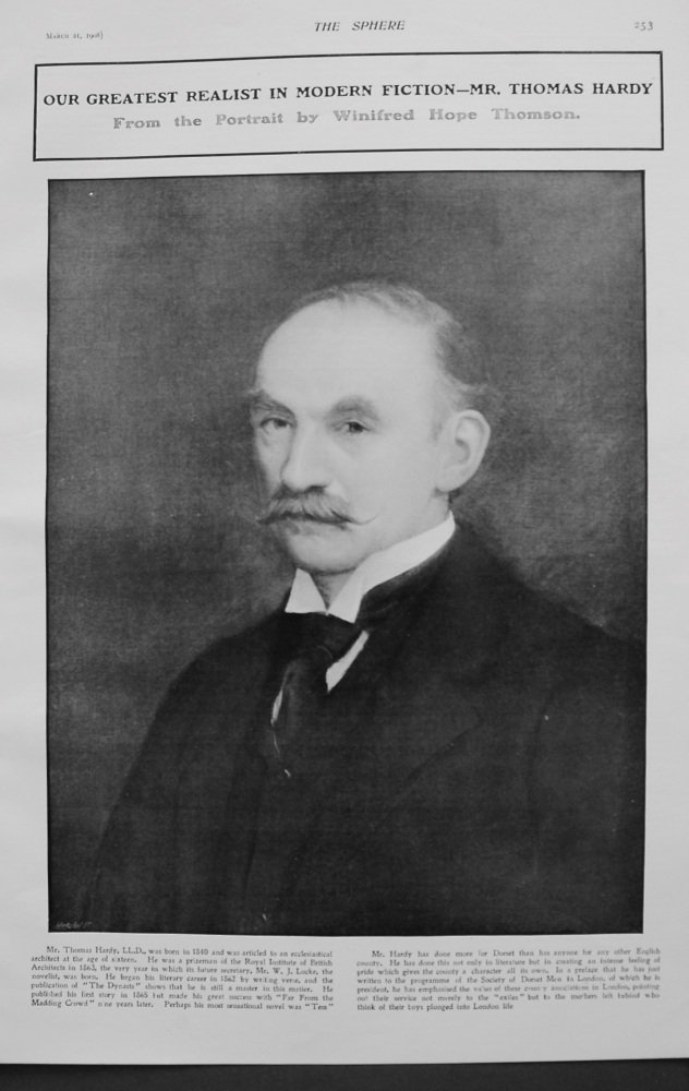 Our Greatest Realist in Modern Fiction - Mr. Thomas Hardy : From the Portrait by Winifred Hope Thomson. 1908