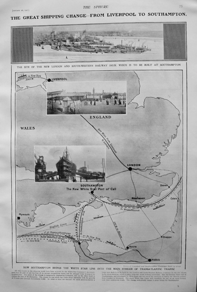 The Great Shipping Change - From Liverpool to Southampton. 1907