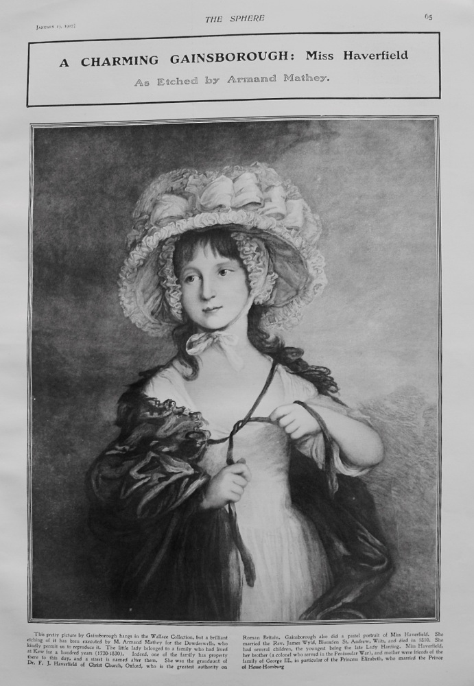 A Charming Gainsborough : Miss Haverfield, as Etched by Armand Mathey. 1907