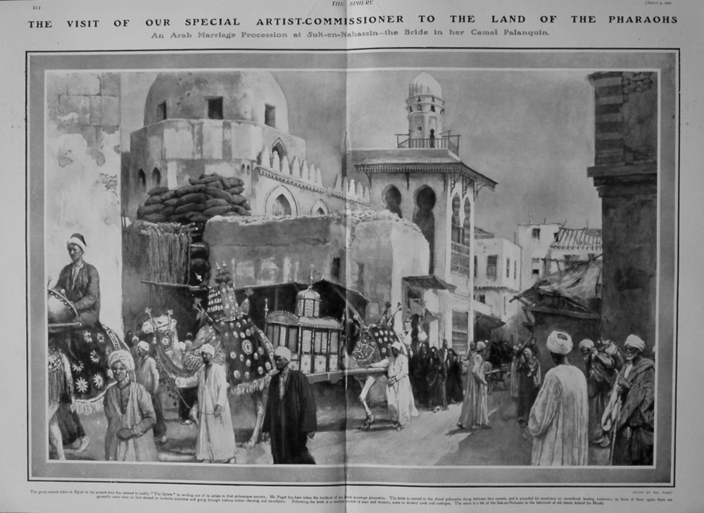 An Arab Marriage Procession at Suk-en-Nahassin - the Bride in her Camel Palanquin. 1907.